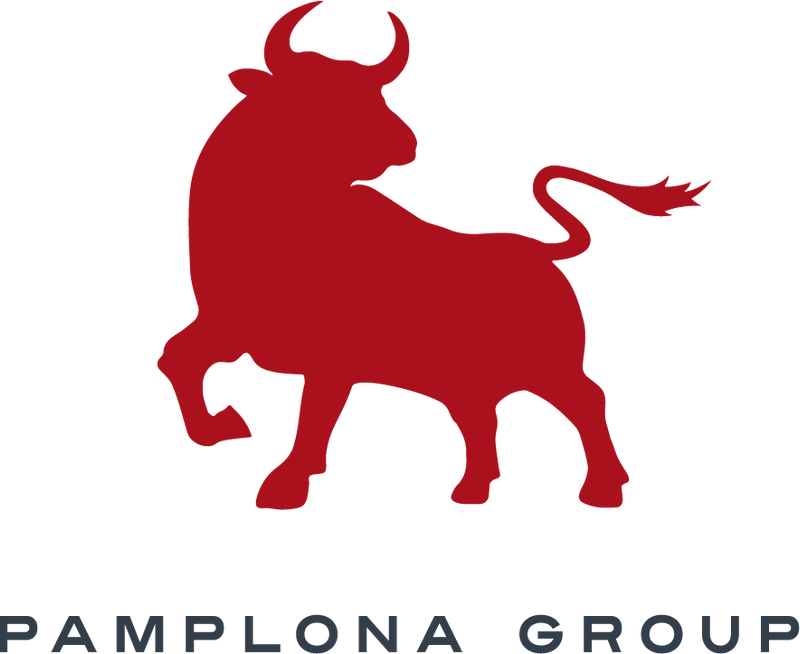 The Pamplona Group logo of a red bull